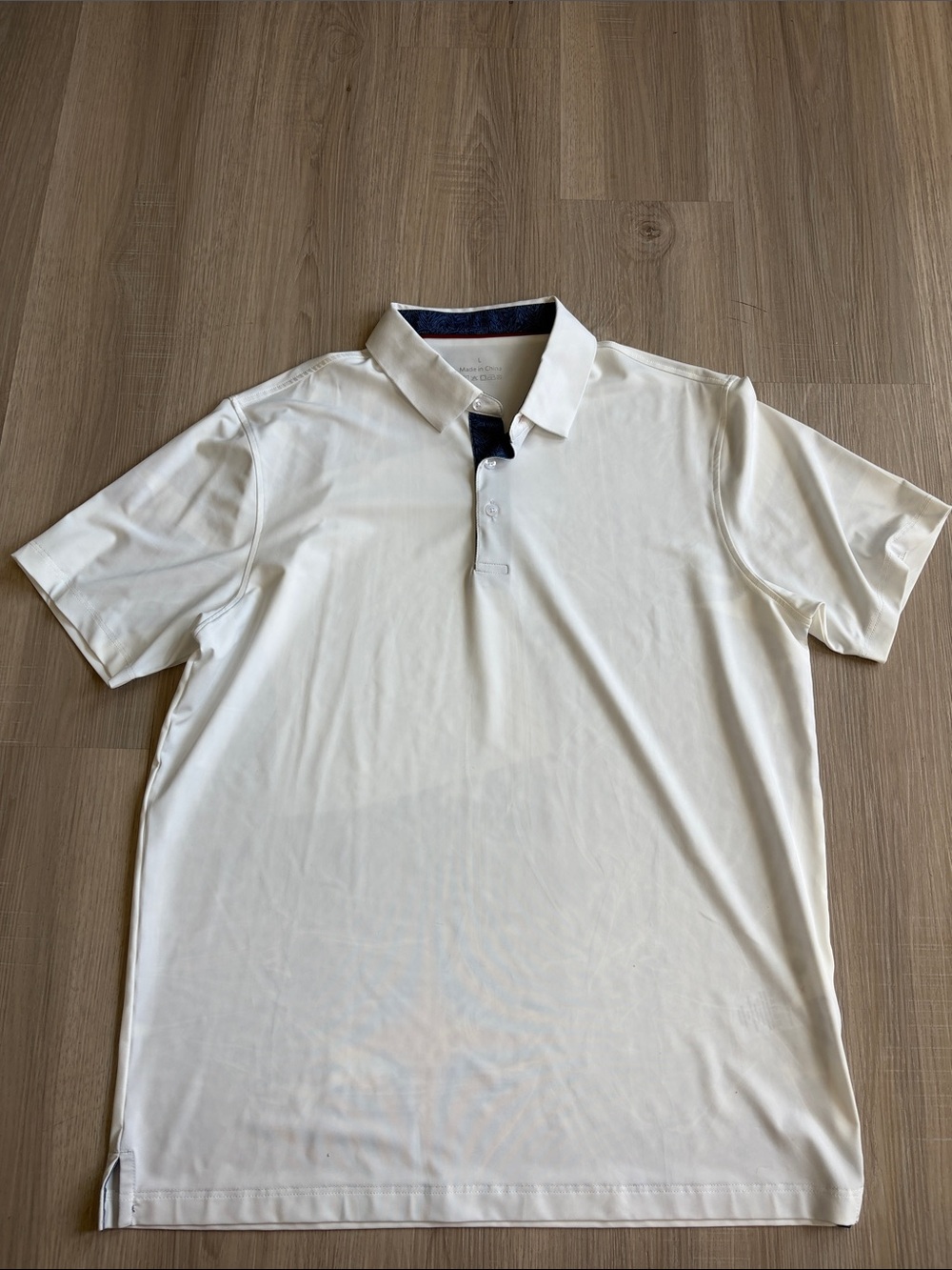 Men's White Polo Shirt with Navy Trim